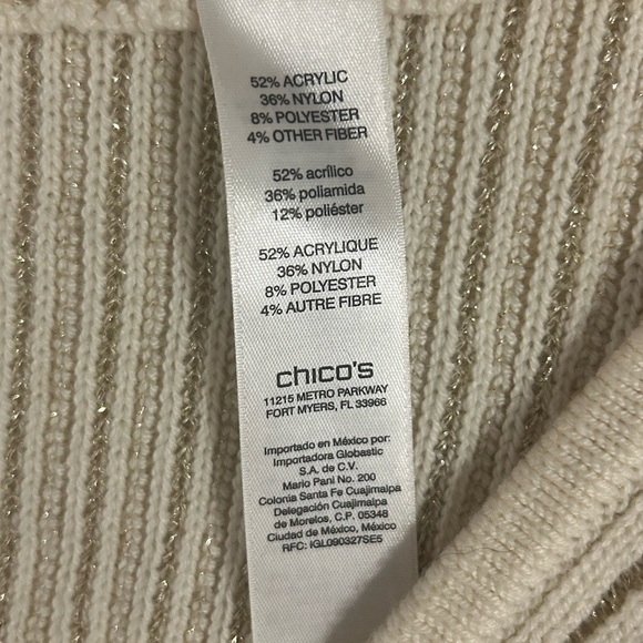 {Chico's} Ivory Knit Striped Tunic Sweater - Picture 5 of 5